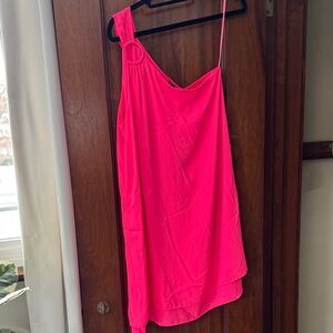 Krisa Vibrant Pink One-Shoulder Mini Dress